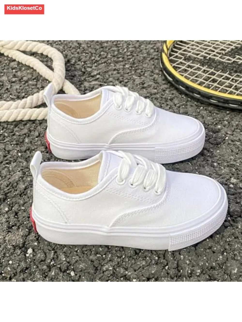 Kids Low Top Canvas Sneakers Lace-up Breathable Rubber Sole